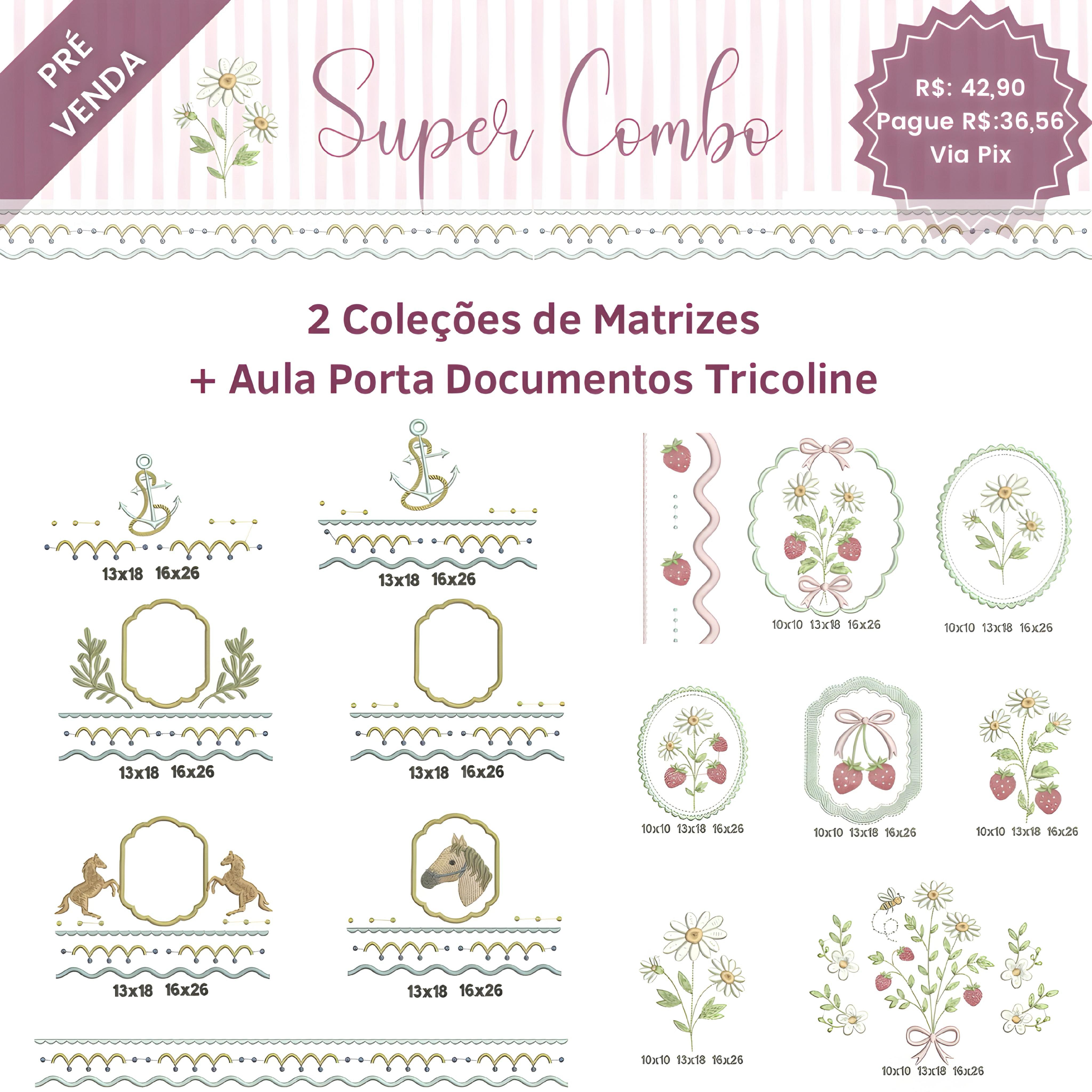 Super Combo  2 coleções + Aula Caderneta no Tricoline